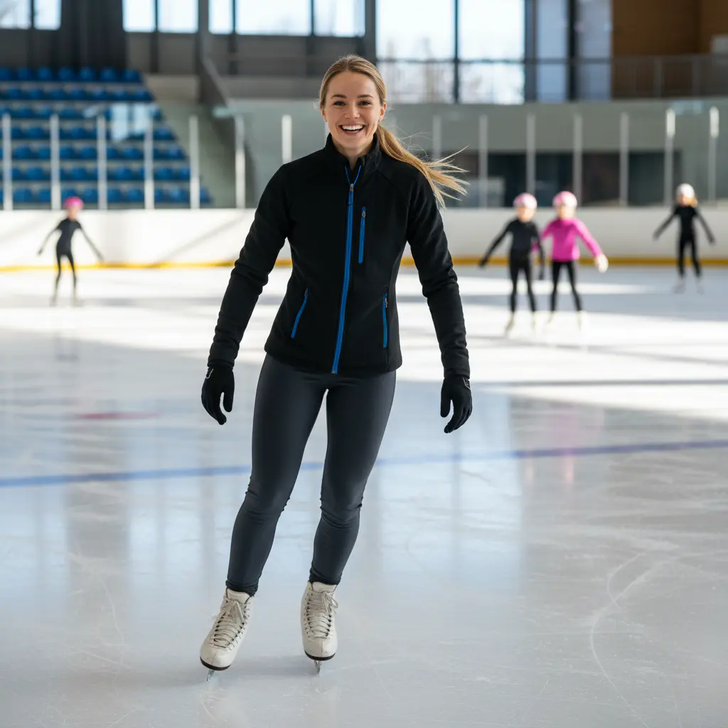 Instructor smiling on the ice